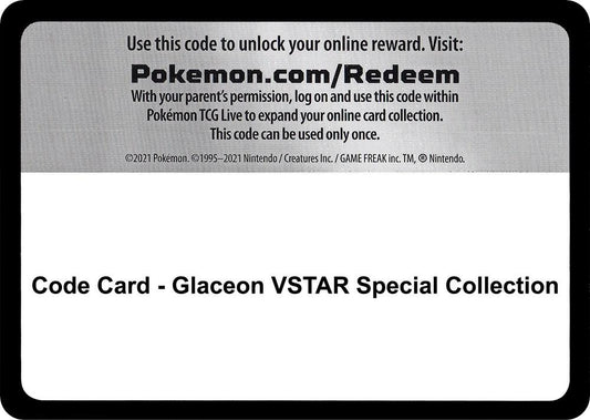 Code Card - Glaceon VSTAR Special Collection Code Card Brilliant Stars Pokémon card