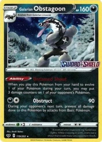 Galarian Obstagoon - 119/202 (Cosmos Holo) 119/202 Promo Miscellaneous Cards & Products Pokémon card