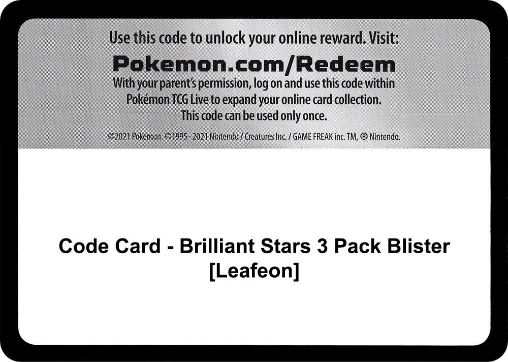 Code Card - Brilliant Stars 3 Pack Blister [Leafeon] - Code Card SWSH09: Brilliant Stars