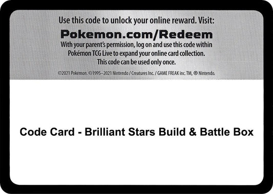 Code Card - Brilliant Stars Build & Battle Box Code Card Pokémon card