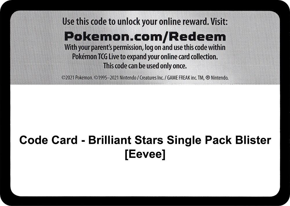 Code Card - Brilliant Stars Single Pack Blister [Eevee] - Code Card SWSH09: Brilliant Stars