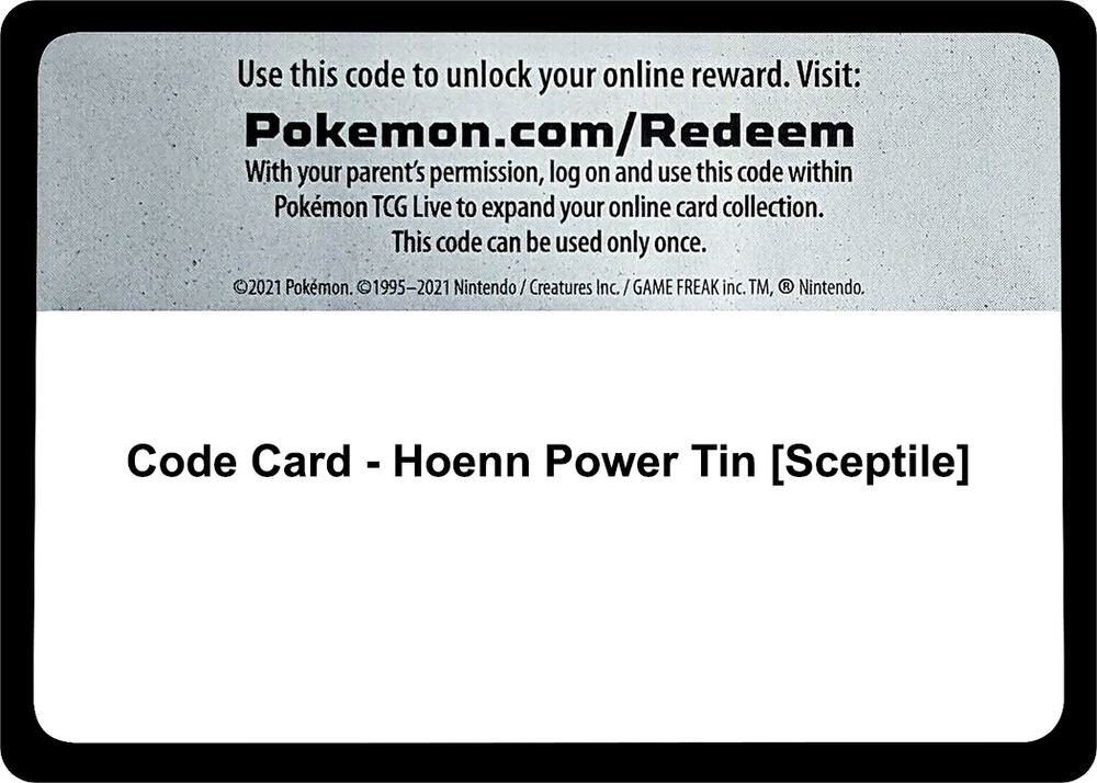 Code Card - Hoenn Power Tin [Sceptile] Code Card Miscellaneous Cards & Products Pokémon card