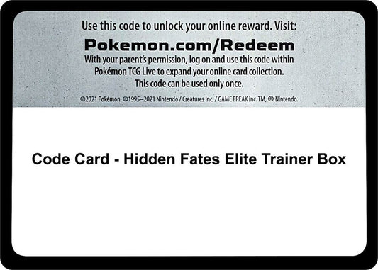 Code Card - Hidden Fates Elite Trainer Box - Code Card Miscellaneous Cards & Products