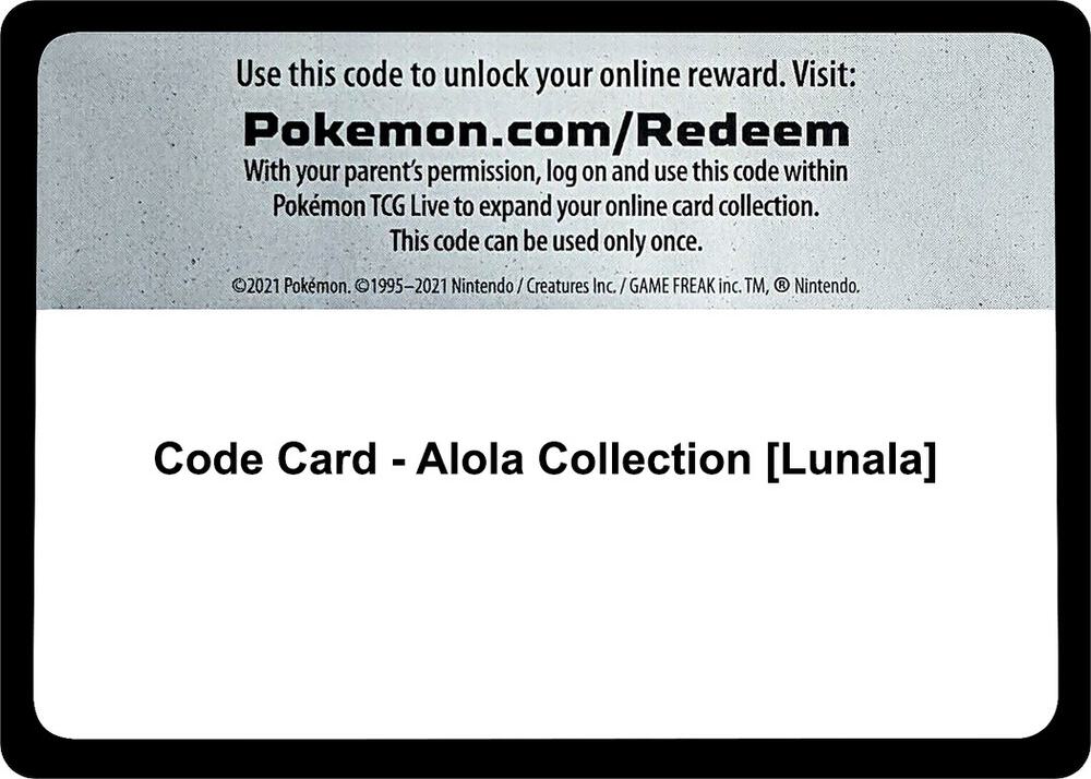 Code Card - Alola Collection [Lunala] - Code Card Miscellaneous Cards & Products