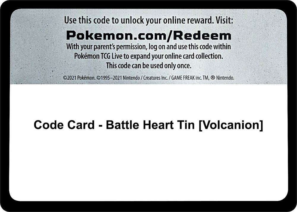 Code Card - Battle Heart Tin [Volcanion] - Code Card Miscellaneous Cards & Products