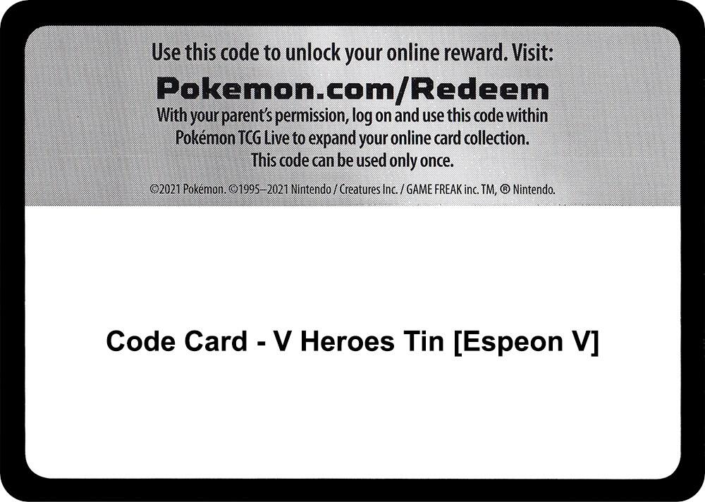 Code Card - V Heroes Tin [Espeon V] - Code Card Miscellaneous Cards & Products