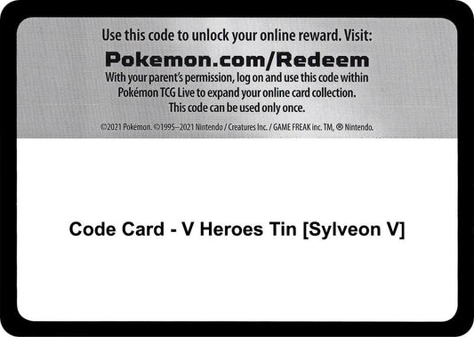 Code Card - V Heroes Tin [Sylveon V] Code Card Miscellaneous Cards & Products Pokémon card