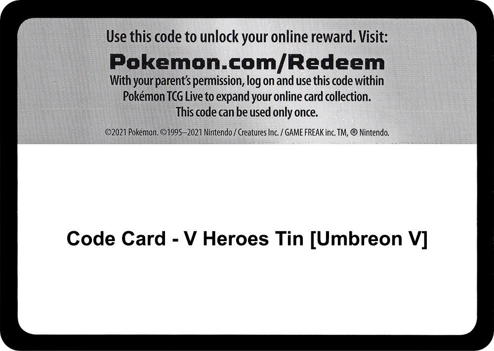 Code Card - V Heroes Tin [Umbreon V] - Code Card Miscellaneous Cards & Products
