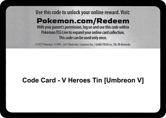 Code Card - V Heroes Tin [Umbreon V] - Code Card Miscellaneous Cards & Products