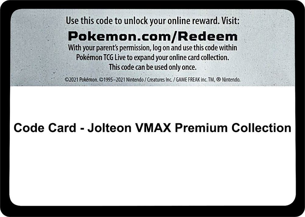 Code Card - Jolteon VMAX Premium Collection Code Card Miscellaneous Cards & Products Pokémon card
