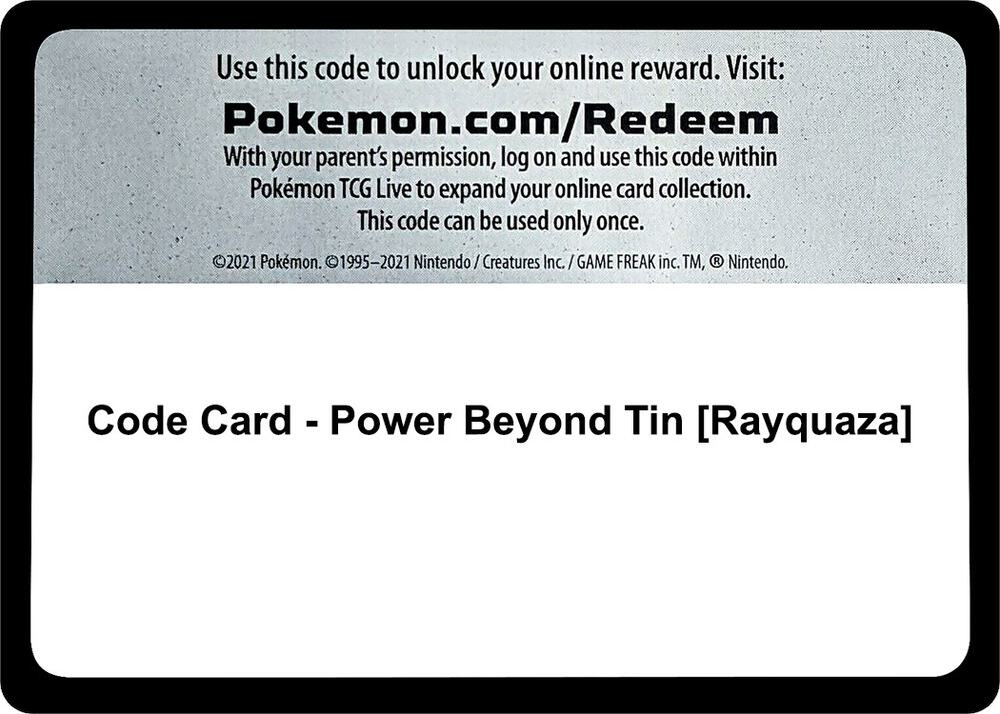 Code Card - Power Beyond Tin [Rayquaza] - Code Card Miscellaneous Cards & Products