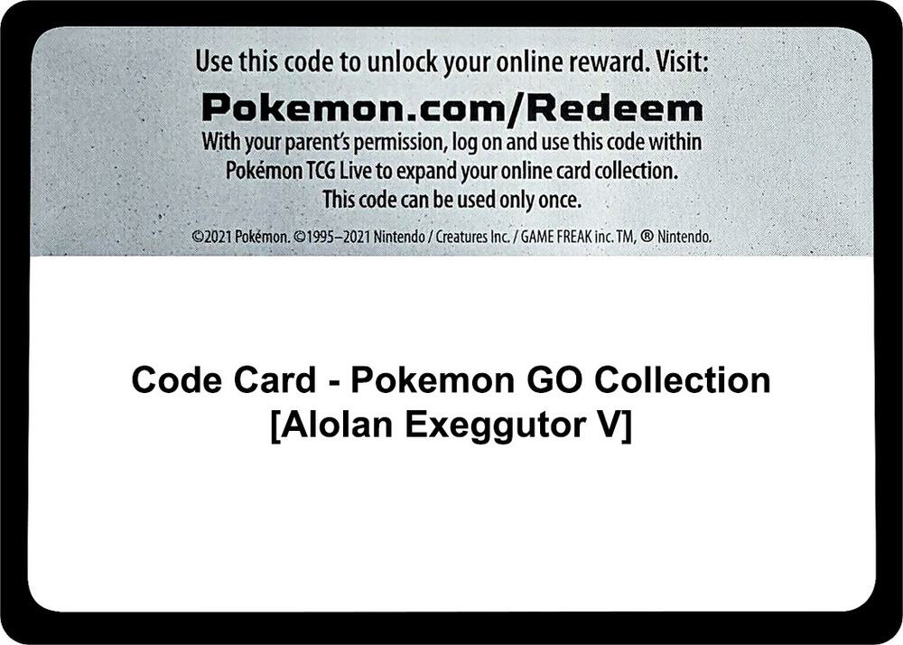 Code Card - Pokemon GO Collection [Alolan Exeggutor V] - Code Card Pokemon GO