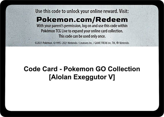 Code Card - Pokemon GO Collection [Alolan Exeggutor V] - Code Card Pokemon GO