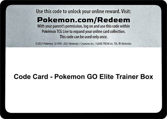 Code Card - Pokemon GO Elite Trainer Box - Code Card Pokemon GO