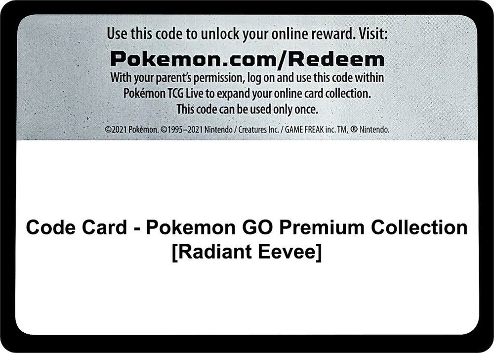 Code Card - Pokemon GO Premium Collection [Radiant Eevee] - Code Card Pokemon GO