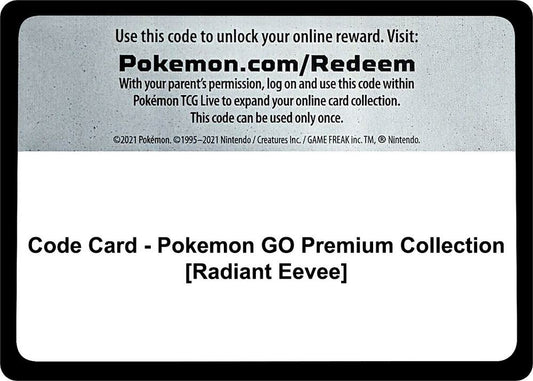 Code Card - Pokemon GO Premium Collection [Radiant Eevee] - Code Card Pokemon GO