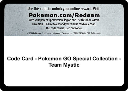Code Card - Pokemon GO Special Collection - Team Mystic - Code Card Pokemon GO