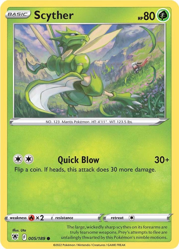 Scyther (005) 005/189 Common Astral Radiance Pokémon card