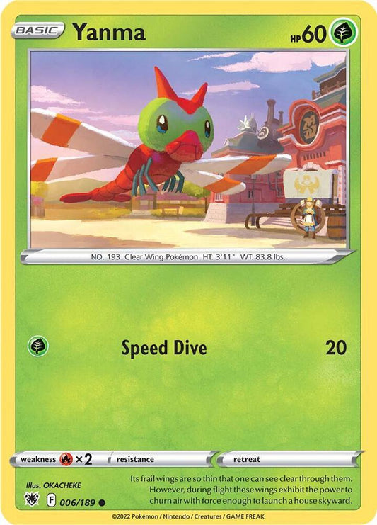 Yanma 006/189 Common Astral Radiance Pokémon card