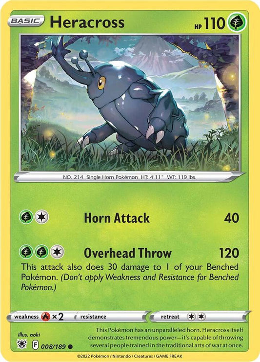 Heracross 008/189 Common Astral Radiance Pokémon card
