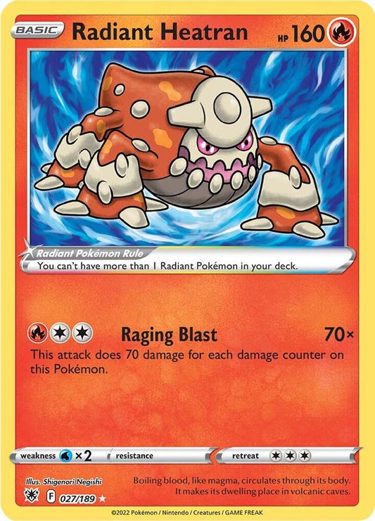 Radiant Heatran 027/189 Radiant Rare Astral Radiance Pokémon card