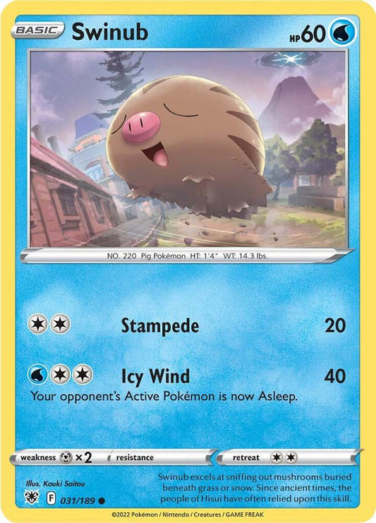 Swinub 031/189 Common Astral Radiance Pokémon card