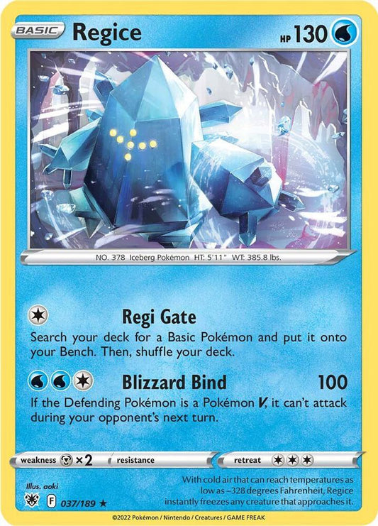 Regice 037/189 Rare Astral Radiance Pokémon card
