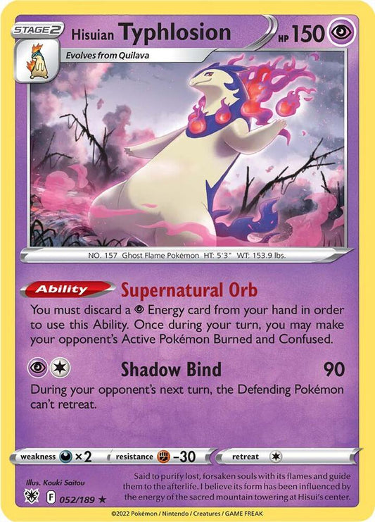 Hisuian Typhlosion 052/189 Holo Rare Astral Radiance Pokémon card