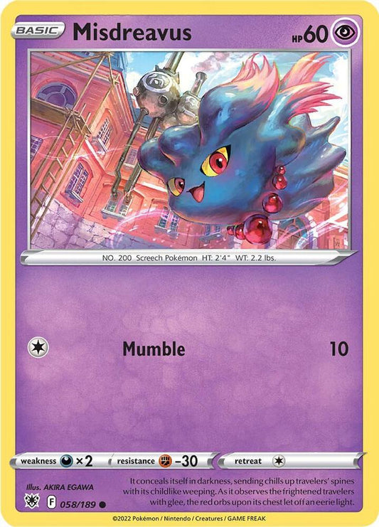 Misdreavus 058/189 Common Astral Radiance Pokémon card