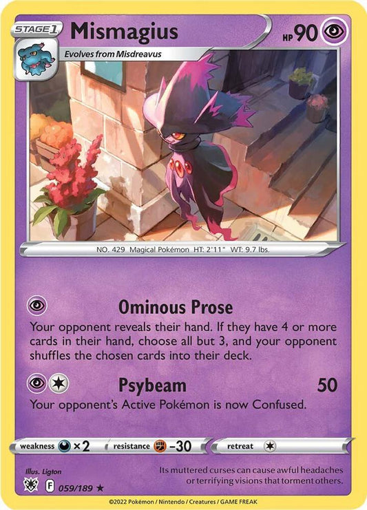 Mismagius 059/189 Rare Astral Radiance Pokémon card