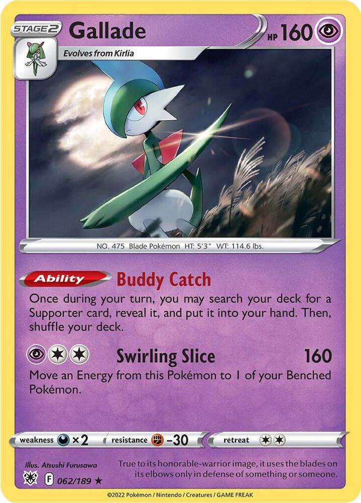 Gallade 062/189 Holo Rare Astral Radiance Pokémon card