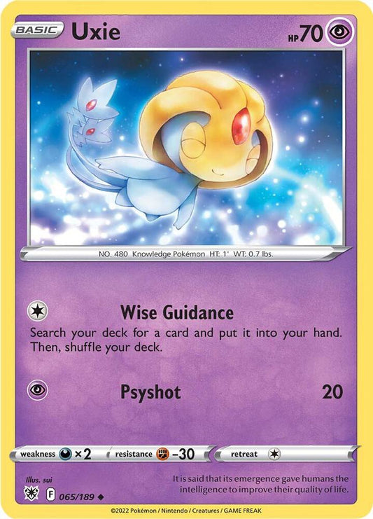 Uxie 065/189 Uncommon Astral Radiance Pokémon card