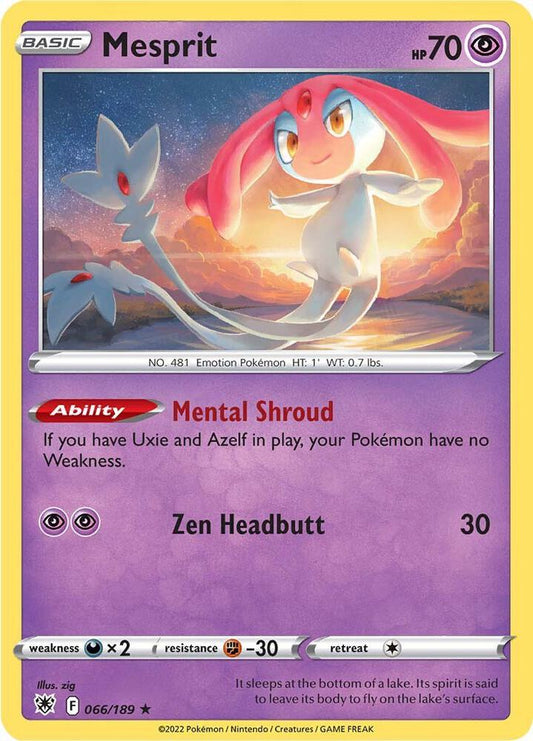 Mesprit 066/189 Holo Rare Astral Radiance Pokémon card
