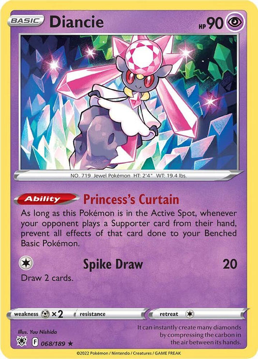 Diancie 068/189 Holo Rare Astral Radiance Pokémon card