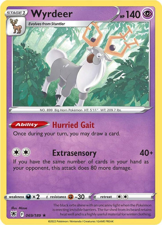 Wyrdeer 069/189 Holo Rare Astral Radiance Pokémon card