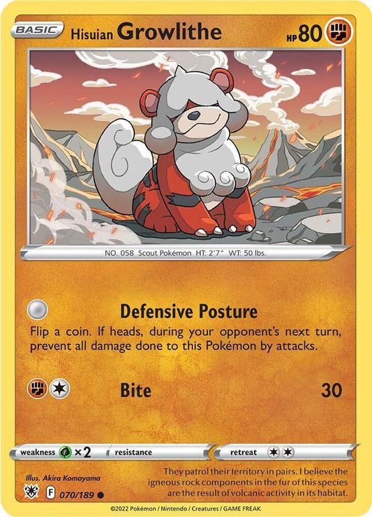 Hisuian Growlithe 070/189 Common Astral Radiance Pokémon card