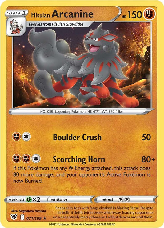 Hisuian Arcanine 071/189 Rare Astral Radiance Pokémon card
