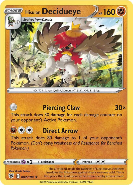 Hisuian Decidueye 082/189 Holo Rare Astral Radiance Pokémon card