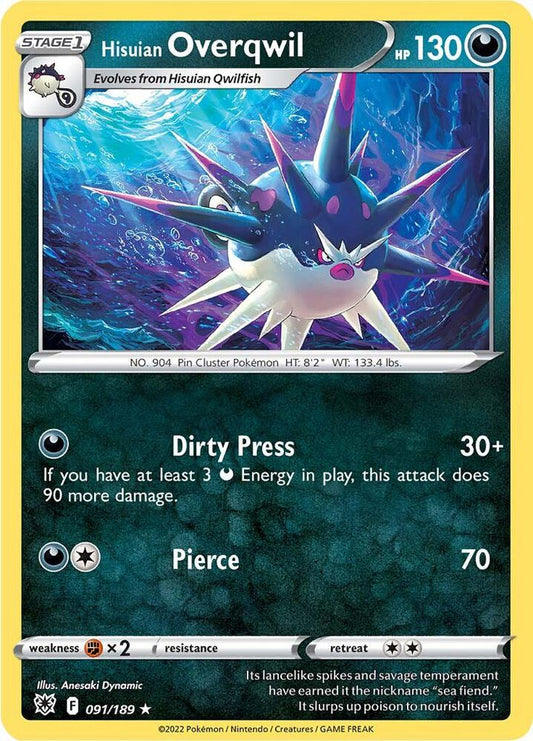Hisuian Overqwil (91) 091/189 Rare Astral Radiance Pokémon card