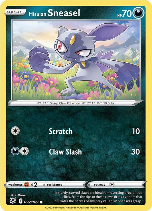 Hisuian Sneasel 092/189 Common Astral Radiance Pokémon card