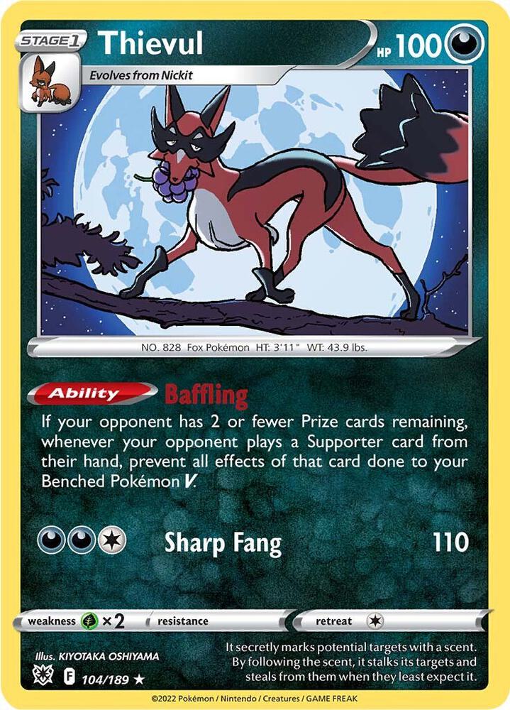 Thievul 104/189 Rare Astral Radiance Pokémon card