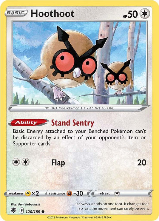 Hoothoot 120/189 Common Astral Radiance Pokémon card