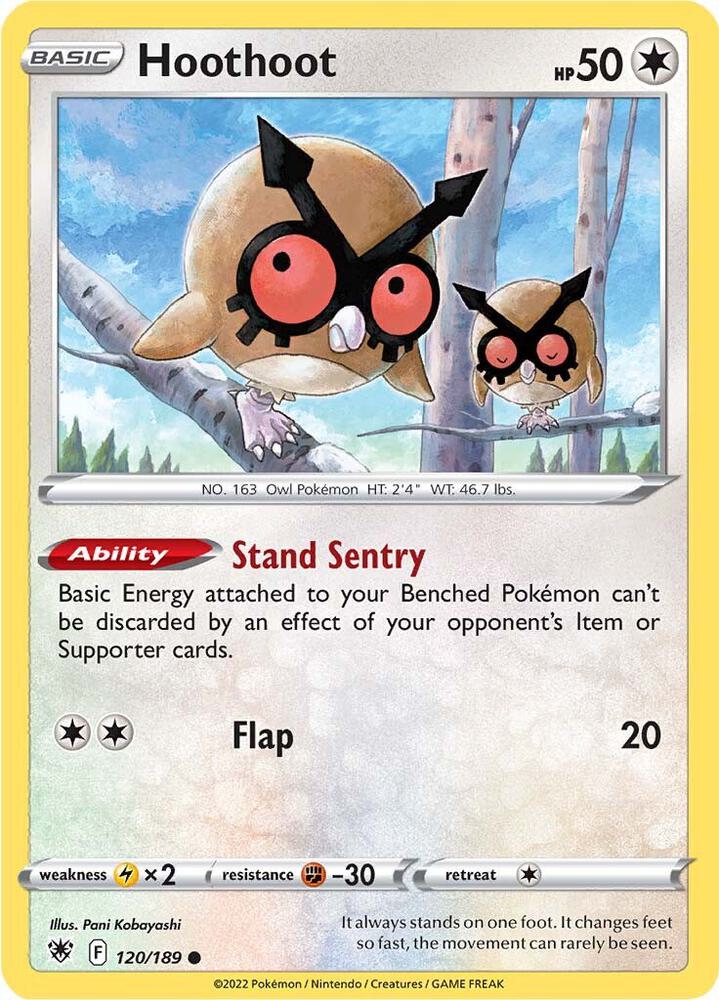 Hoothoot 120/189 Common Astral Radiance Pokémon card