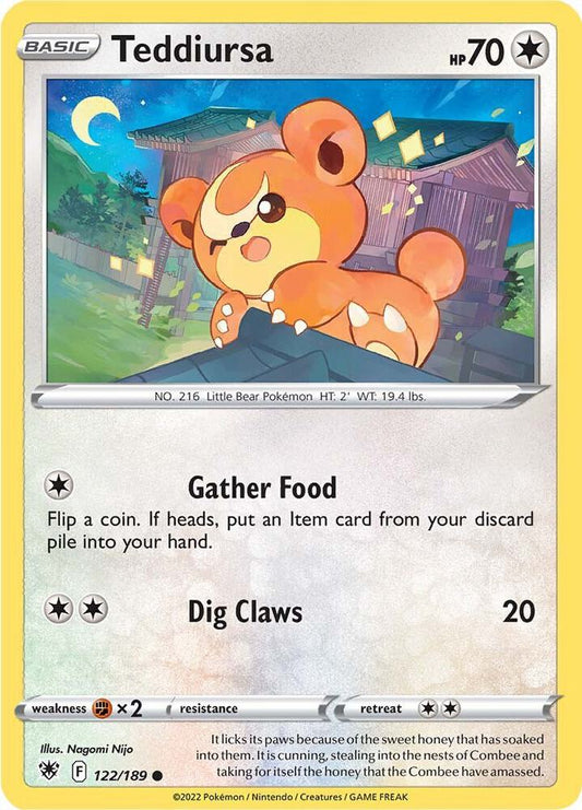 Teddiursa 122/189 Common Astral Radiance Pokémon card