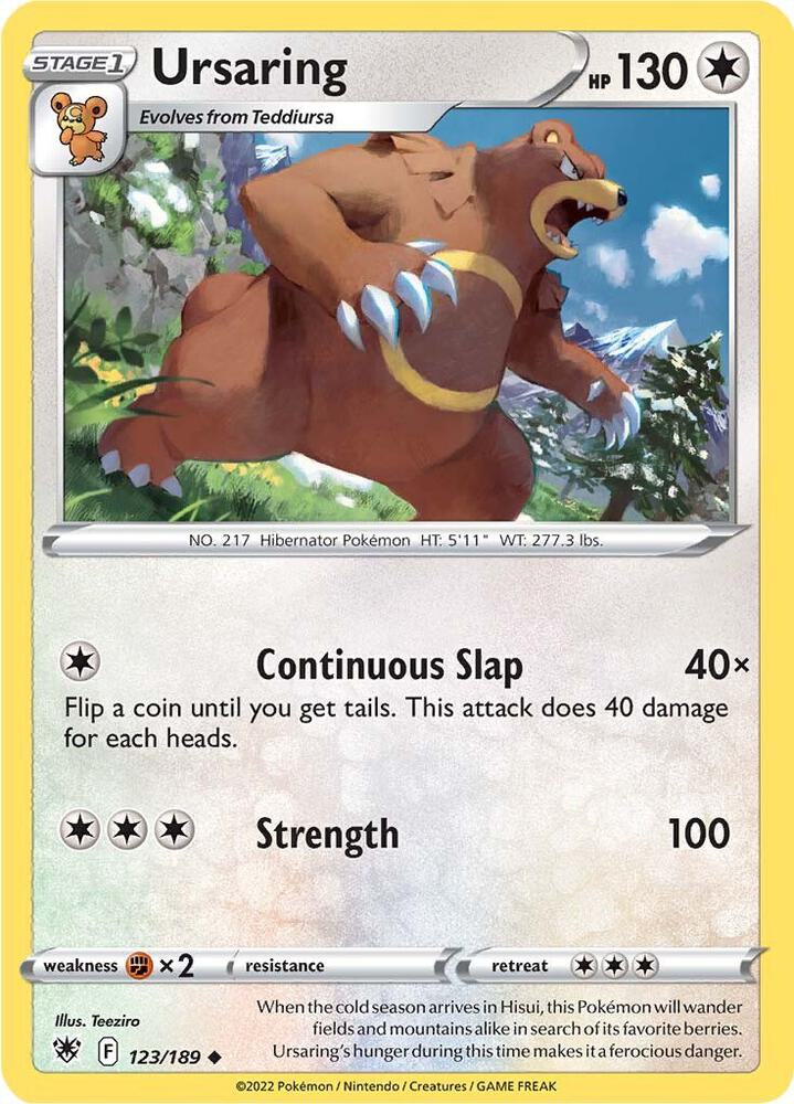 Ursaring 123/189 Uncommon Astral Radiance Pokémon card