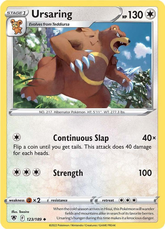 Ursaring 123/189 Uncommon Astral Radiance Pokémon card