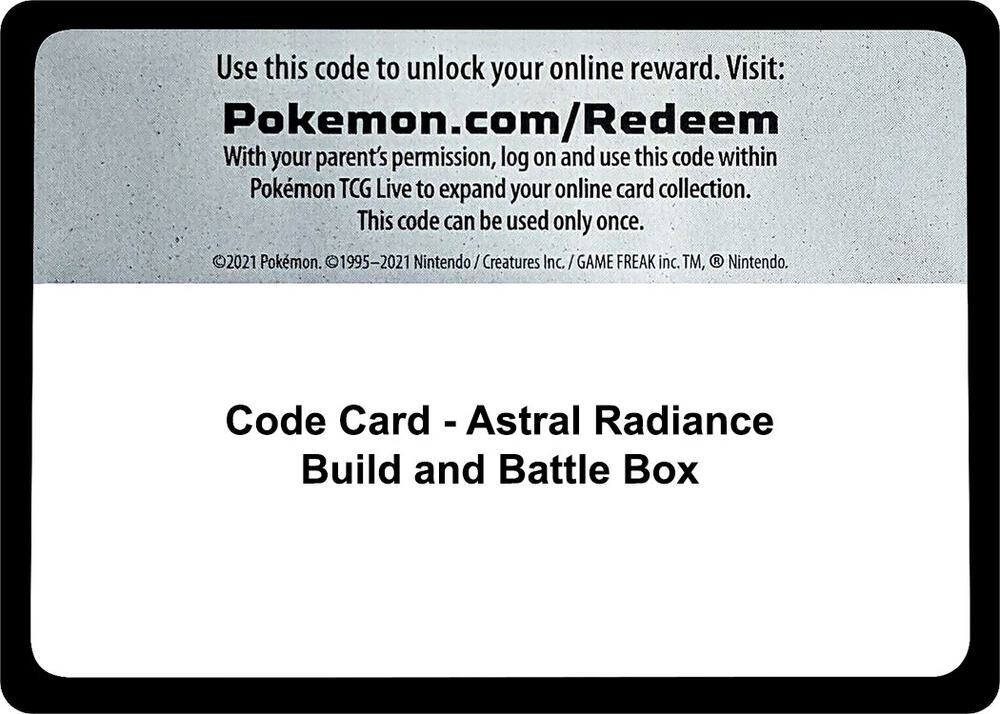 Code Card - Astral Radiance Build and Battle Box - Code Card SWSH10: Astral Radiance