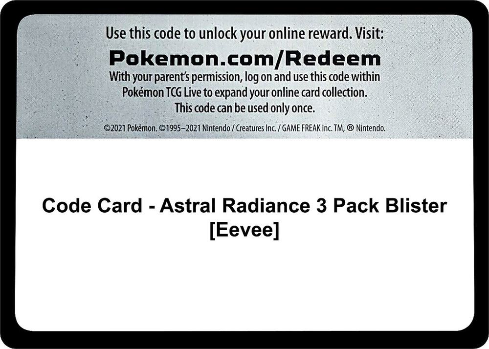 Code Card - Astral Radiance 3 Pack Blister [Eevee] Code Card Pokémon card