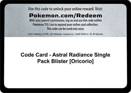 Code Card - SWSH10: Astral Radiance Single Pack Blister [Oricorio] - Code Card SWSH10: Astral Radiance