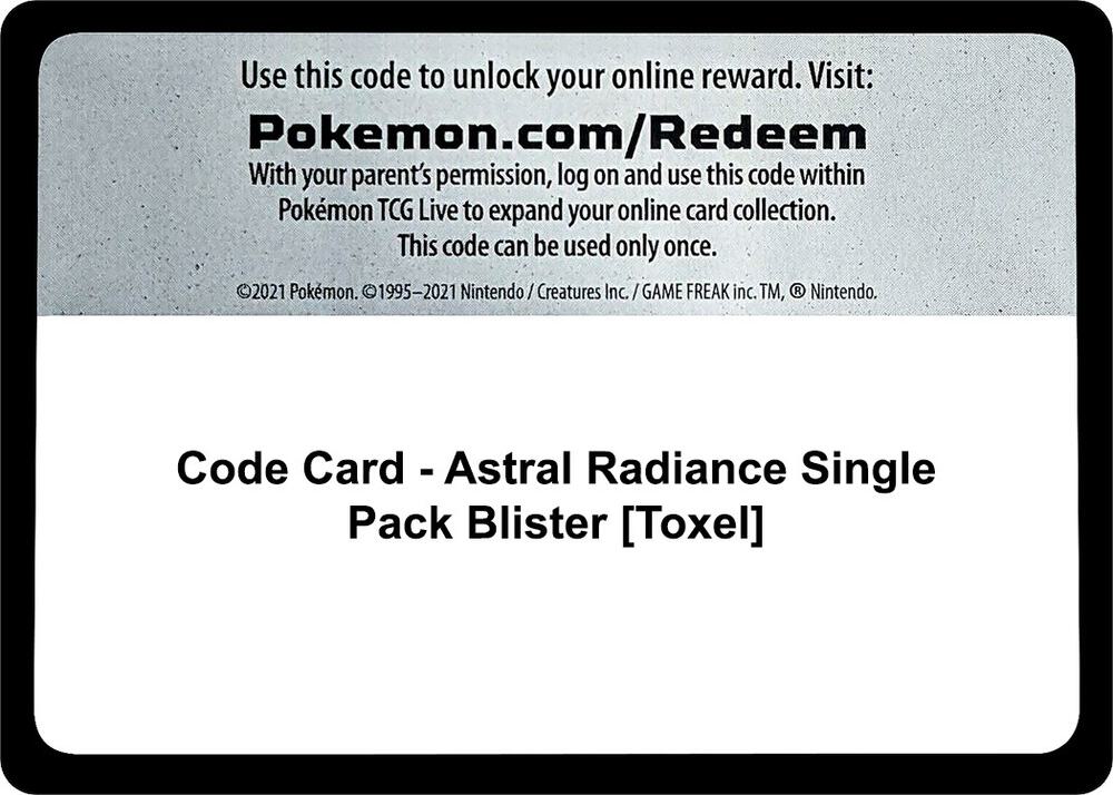 Code Card - Astral Radiance Single Pack Blister [Toxel] - Code Card SWSH10: Astral Radiance